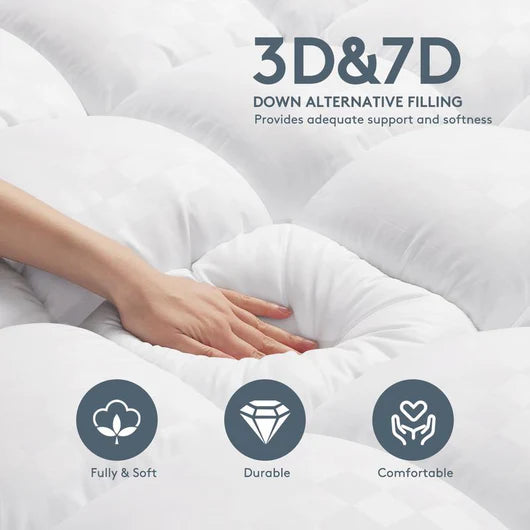 Premium Quilted 1000GSM Luxury Extra Thick Mattress Topper - Breathable & Fluffy Soft
