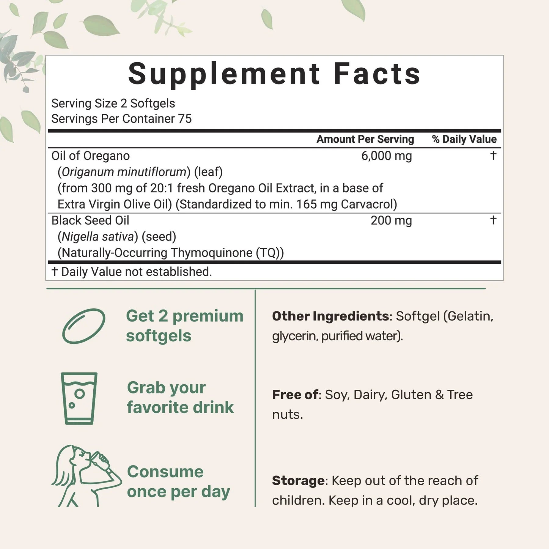 Micro Nutrients™ Oil of Oregano with Black seed Oil Soft Gels