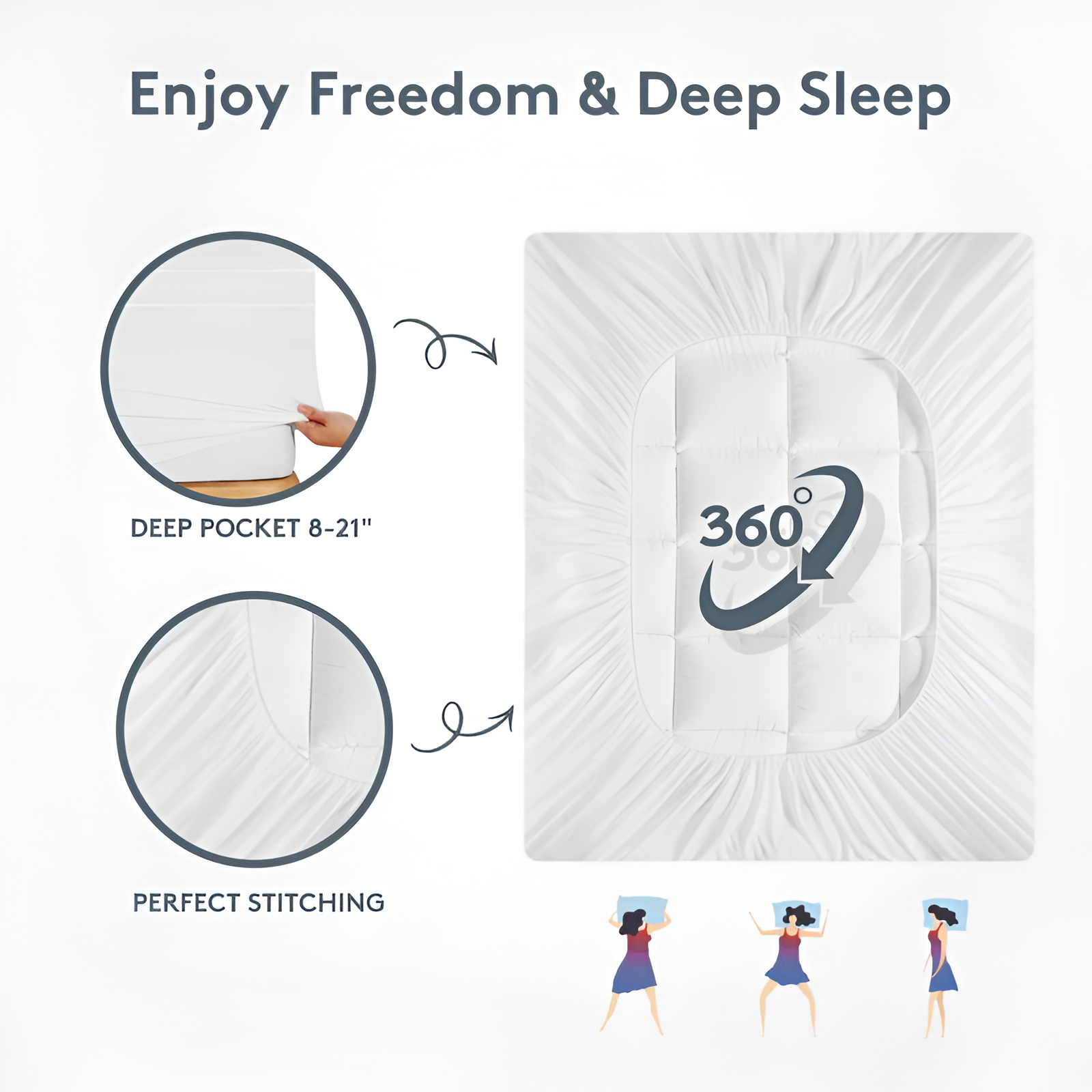 Premium Quilted 1000GSM Luxury Extra Thick Mattress Topper - Breathable & Fluffy Soft