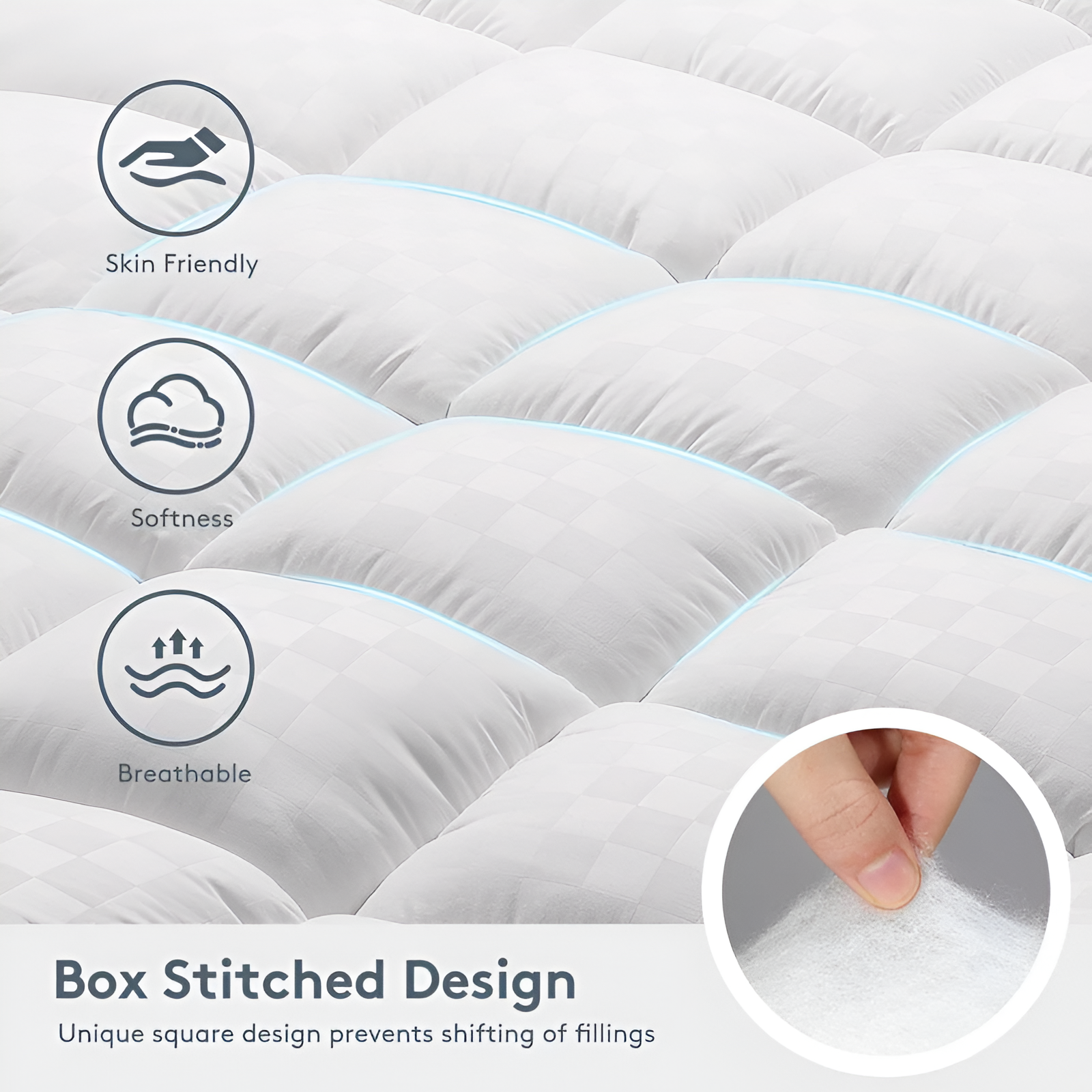 Premium Quilted 1000GSM Luxury Extra Thick Mattress Topper - Breathable & Fluffy Soft