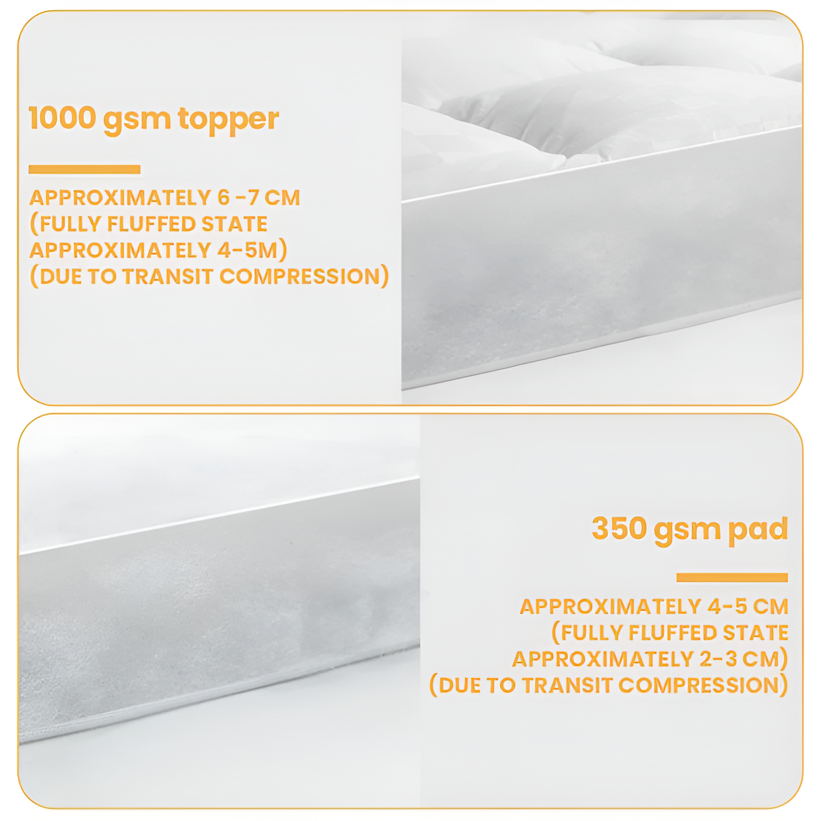 Premium Quilted 1000GSM Luxury Extra Thick Mattress Topper - Breathable & Fluffy Soft